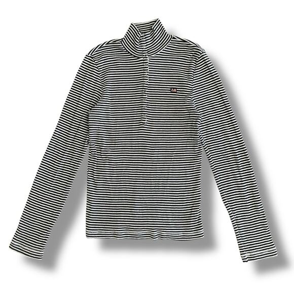 Ralph Lauren‎ Polo Jeans Co M Striped Mock Neck Snap Henley Long Sleeve Top - Picture 1 of 8